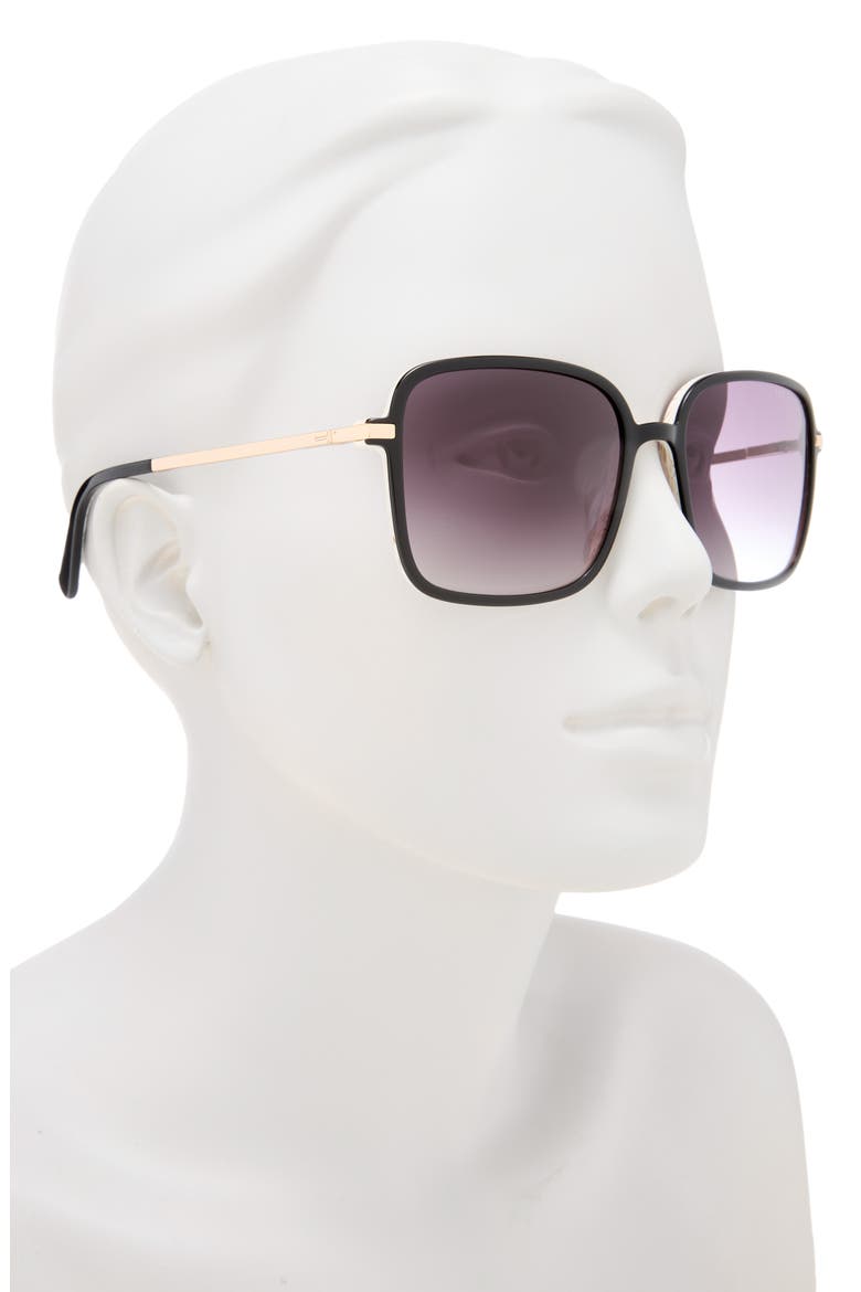 57mm Gradient Square Sunglasses, Alternate, color, BLACK