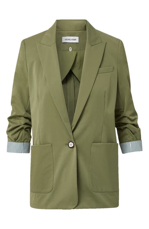 McCallin Ruched Sleeve Cotton Blend Dickey Jacket