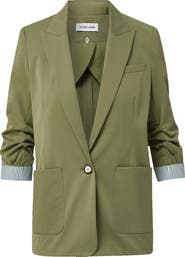 Veronica Beard McCallin Ruched Sleeve Cotton Blend Dickey Jacket