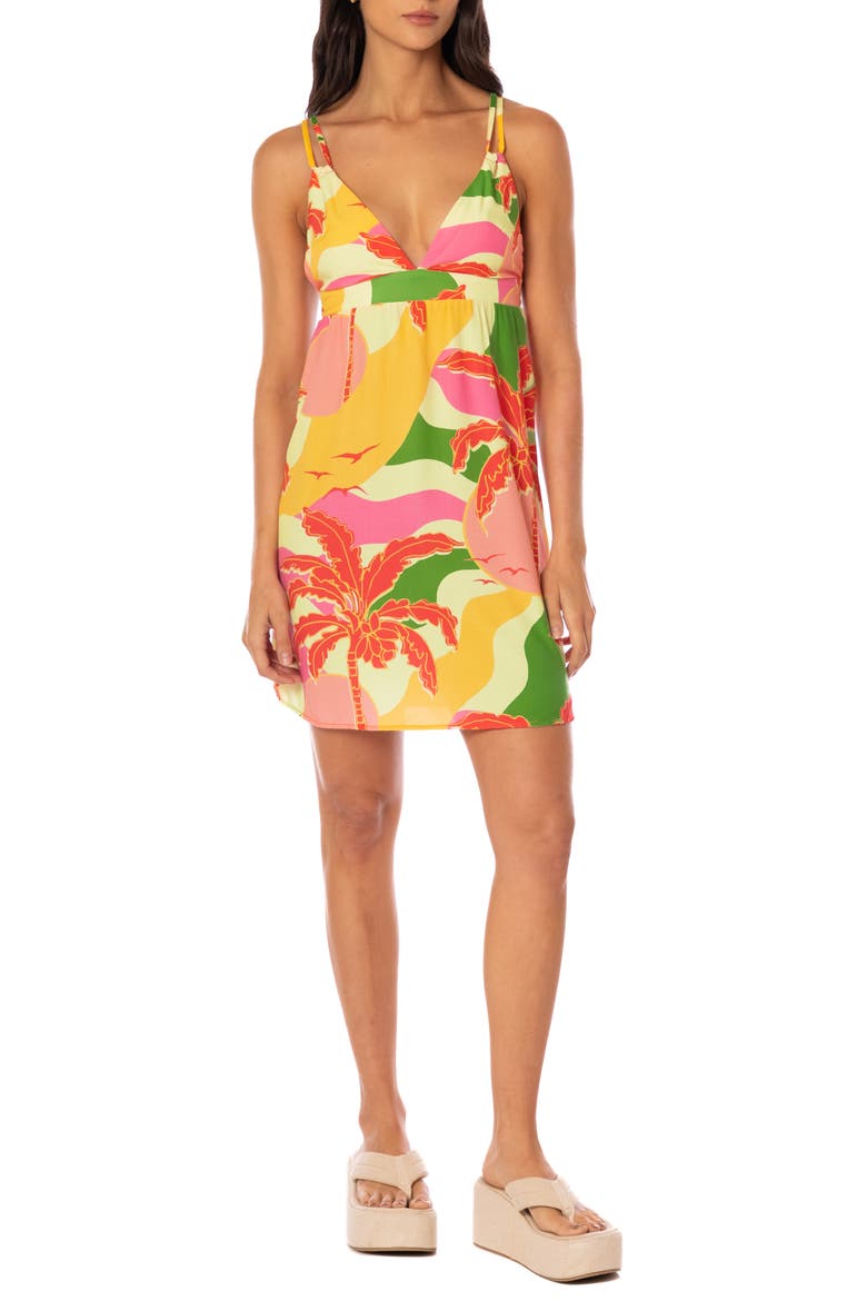 Tropical Breeze Cover-Up Minidress, Main, color, OPEN RED