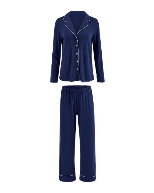 Adore Me Matilda Long Sleeve Top & Pants Pajama Set In Blue