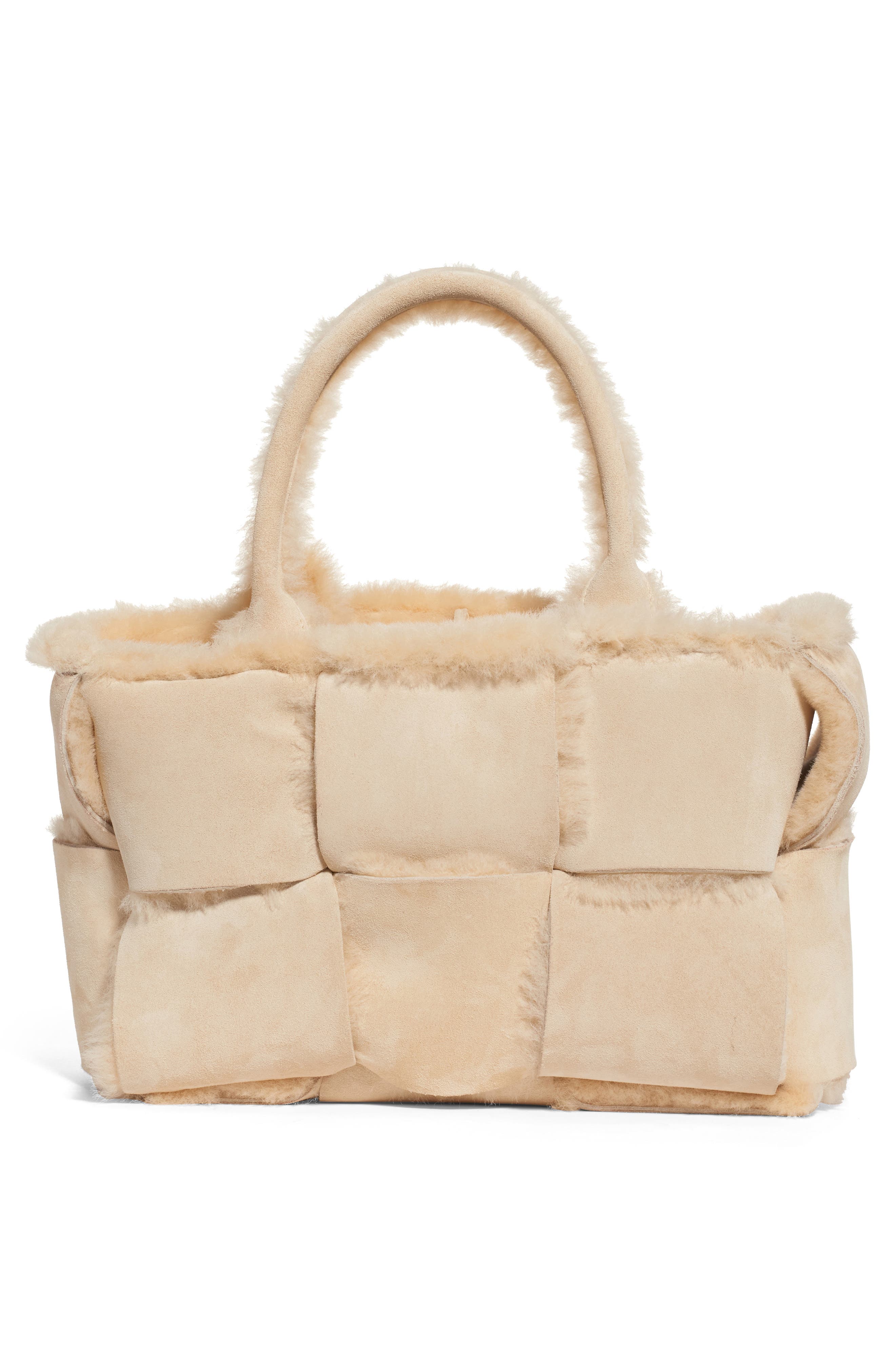 Bottega Veneta Arco Intrecciato Genuine Shearling Tote, Alternate, color, 
