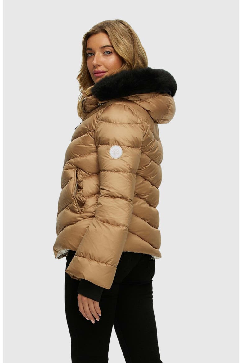 Apres-Ski Short Jacket With Detachable Trim, Alternate, color, CAMEL/BLACK