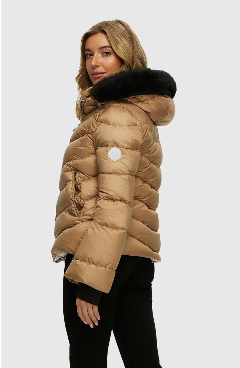 GORSKI Apres-Ski Short Jacket With Detachable Trim, Alternate, color, Camel/Black