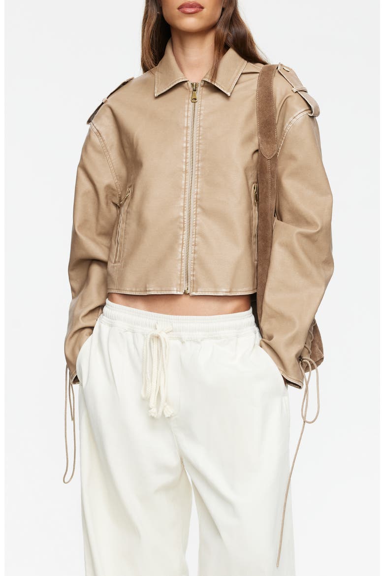 Jet Metallic Faux Leather Jacket, Main, color, BEIGE