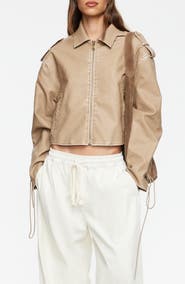 LIONESS Jet Metallic Faux Leather Jacket