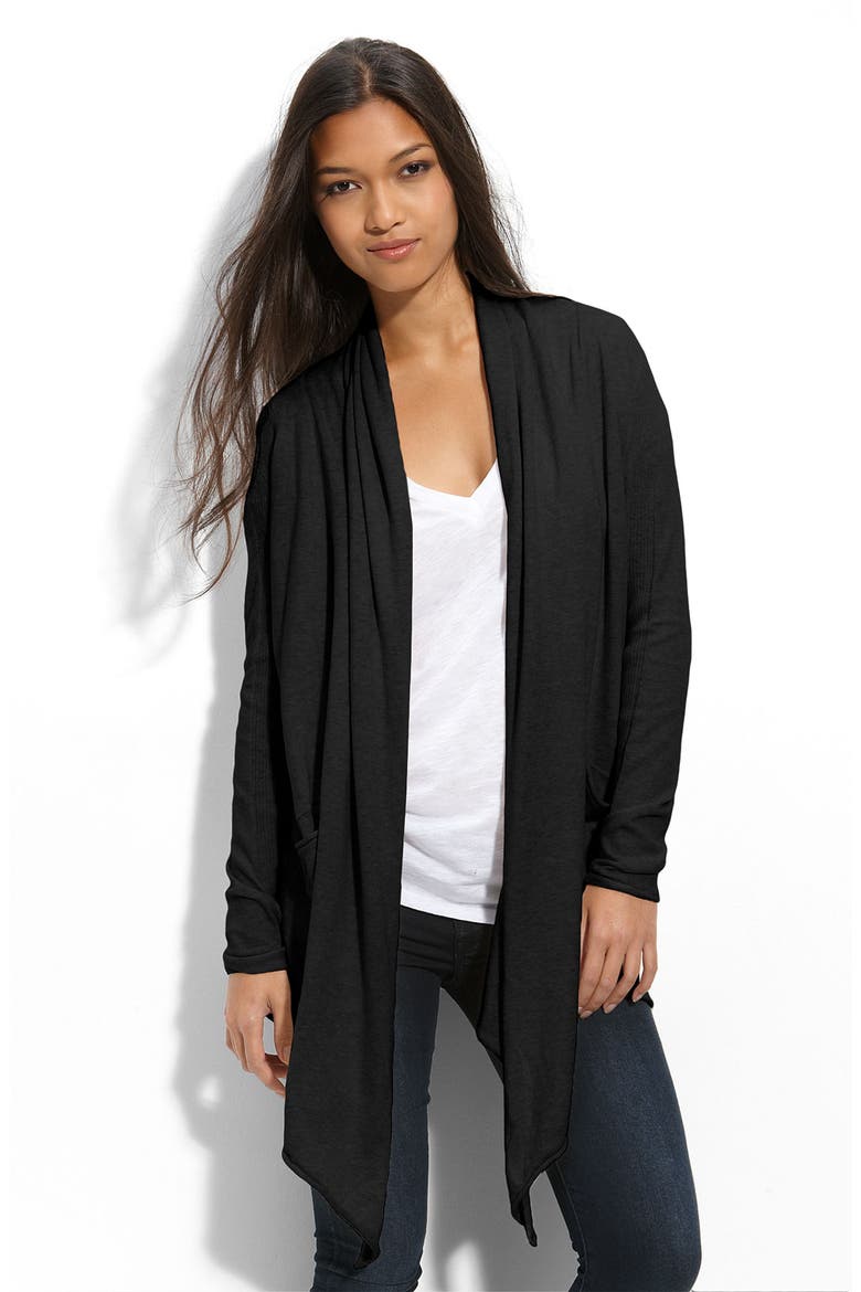 Drape Front Cardigan, Main, color, BLACK