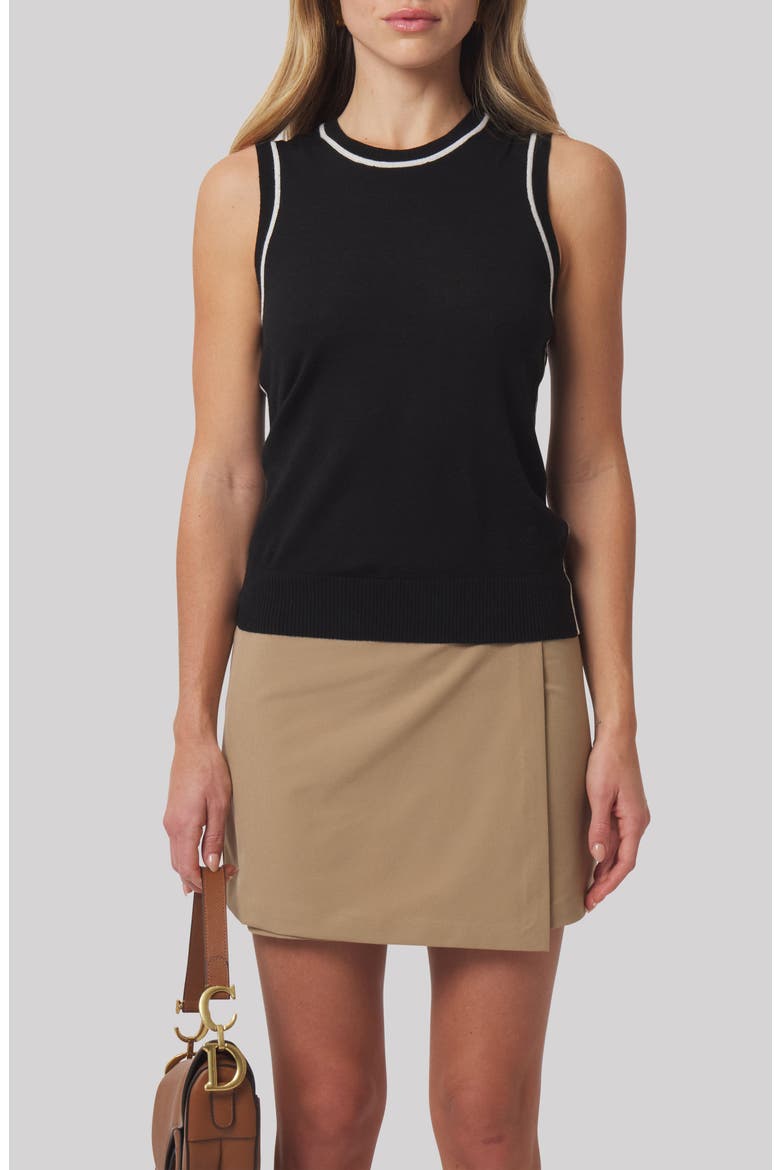 Lauren Extrafine Merino Wool Vest, Main, color, BLACK/ ANTIQUE WHITE