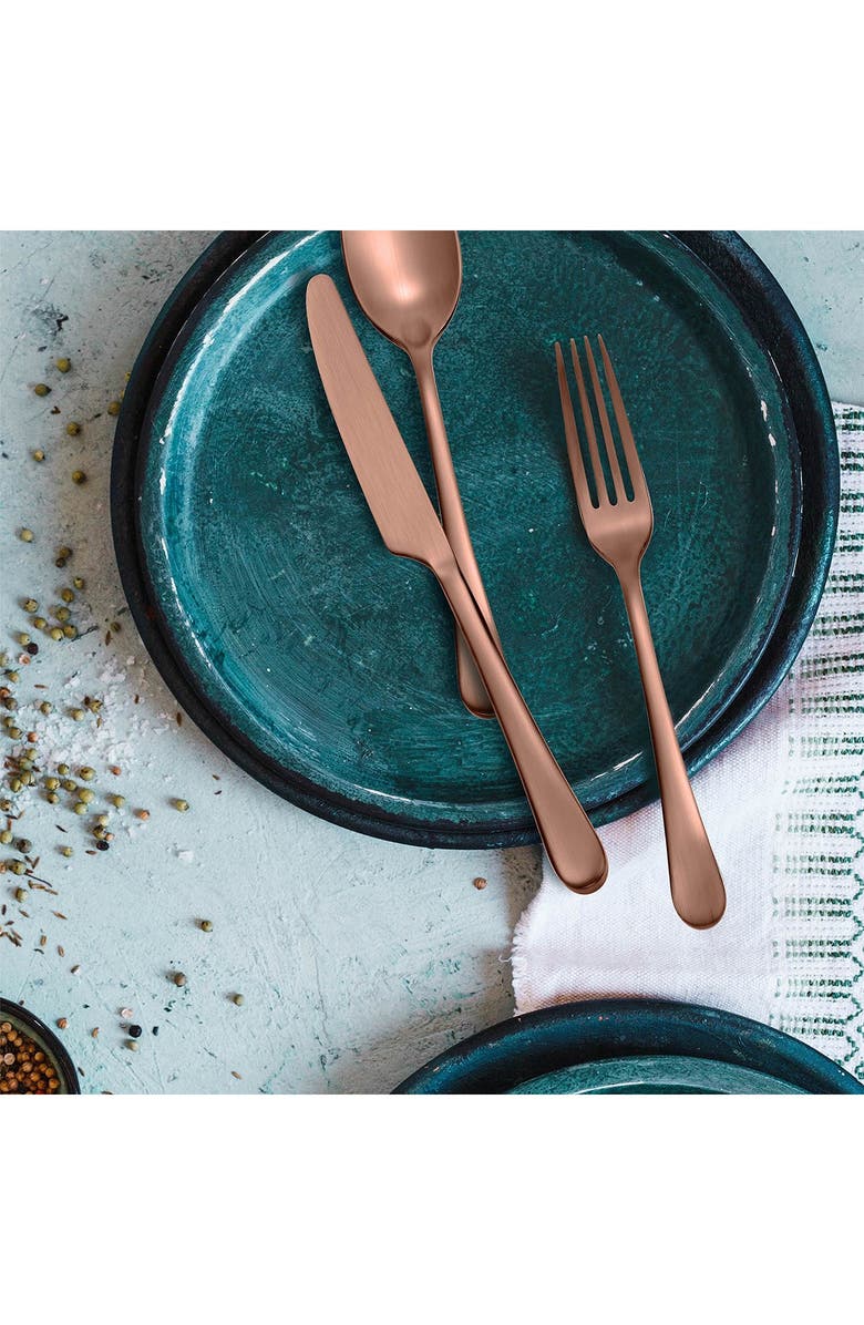 HAMPTON FORGE Skandia Mirabella Satin Copper 20-Piece Flatware Set, Alternate, color,