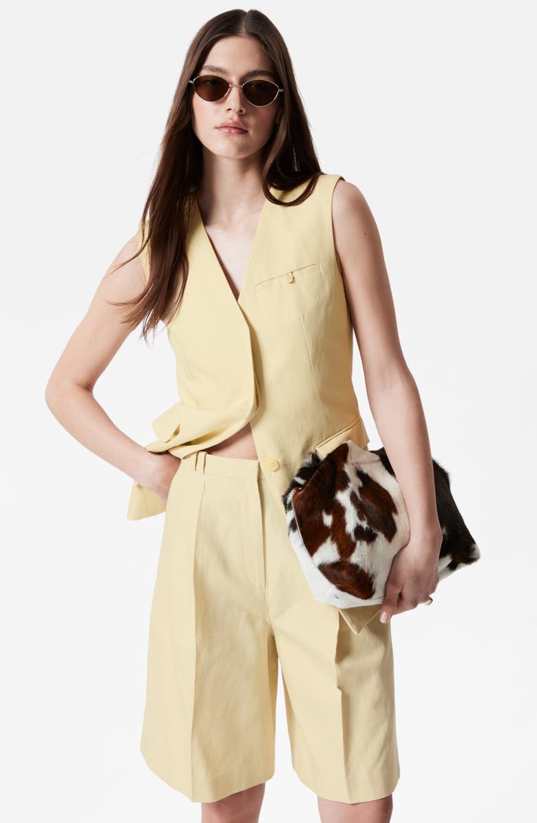 & Other Stories Cotton Blend Bermuda Shorts, Alternate, color, Light Yellow