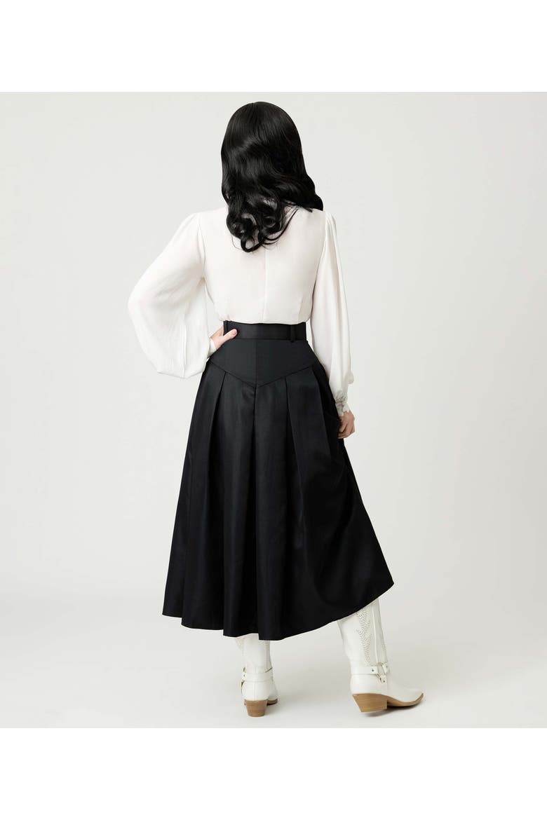 Pleated Midi Skirt, Alternate, color, Solid Black