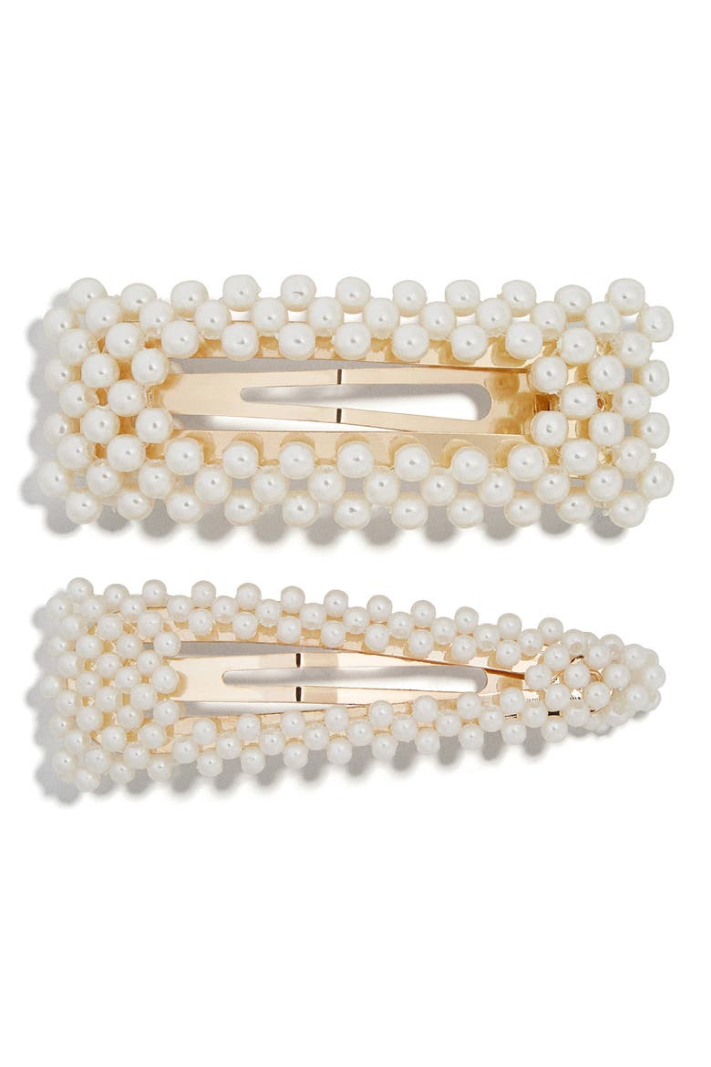 Scarlett Set of 2 Hair Clips, Main, color, IVORY