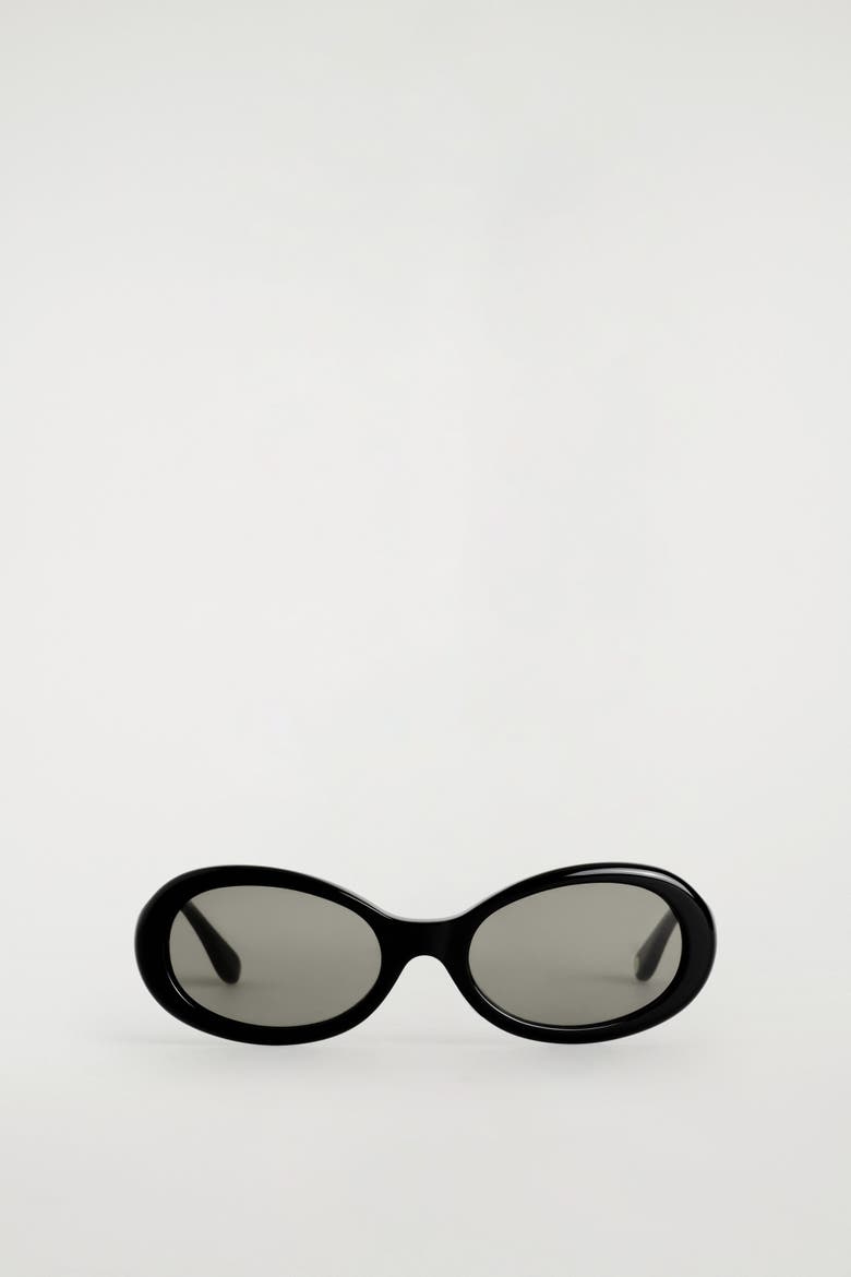 Oval Sunglasses, Alternate, color, BLACK