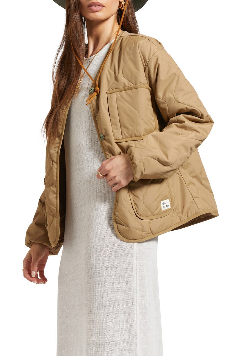 Brixton Delilah Water Repellent Quilted Jacket, Alternate, color, Khaki