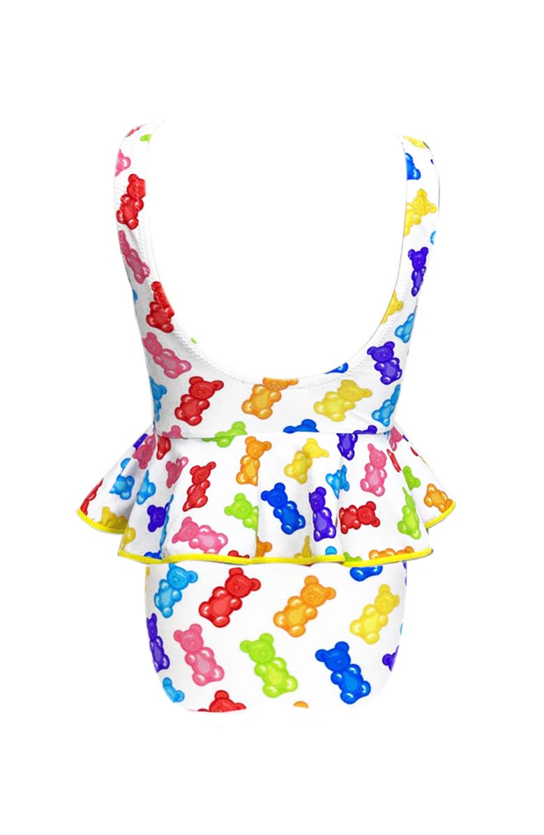 NESSI BYRD Jellybean Print  Ruffle Waist One-Piece Swimsuit, Toddler-Little Kid-Big Kid, Alternate, color, Multicolor