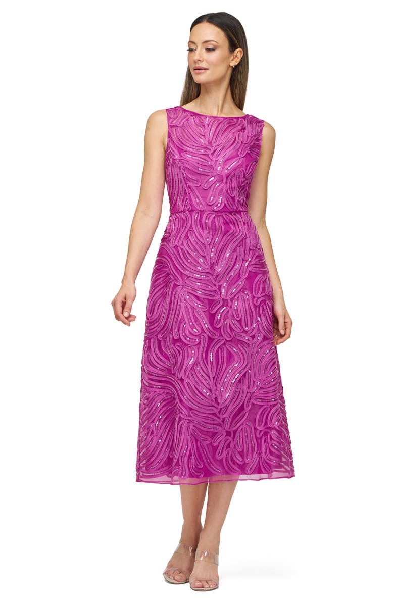 JS Collections Sequin Soutache Lace Cocktail Dress, Alternate, color, Deep Orchid
