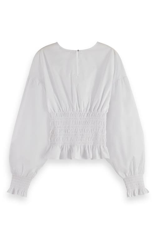 SCOTCH & SODA SCOTCH & SODA SMOCKED BALLOON SLEEVE COTTON PEPLUM TOP