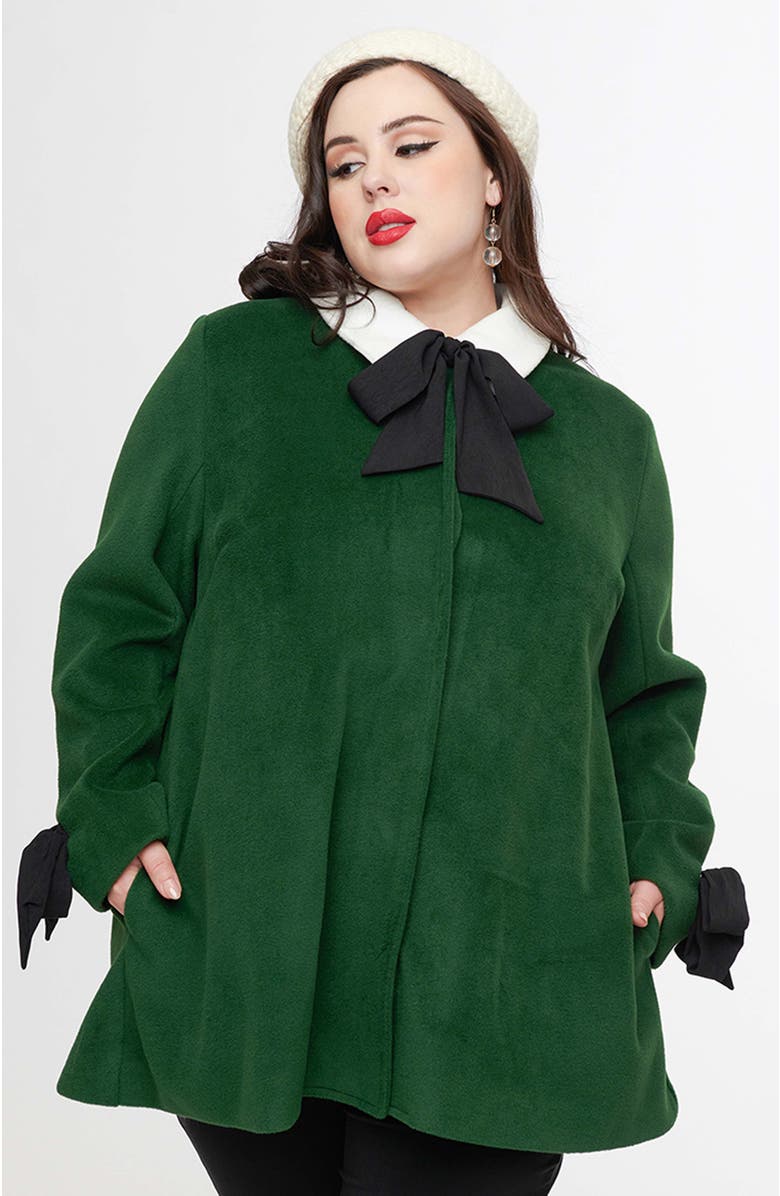 Unique Vintage Plus Size Bow Topper Coat, Main, color, 