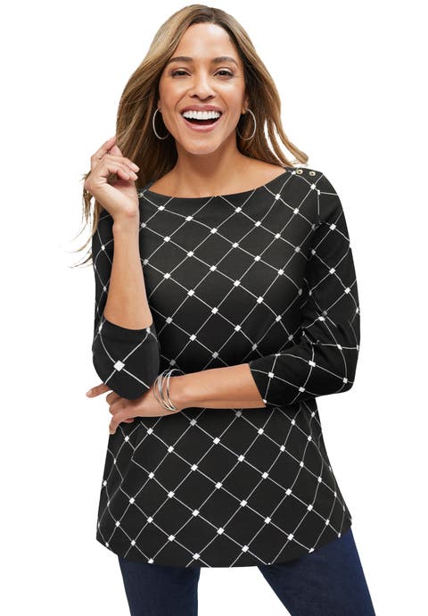 Stretch Cotton Boatneck Tunic (Plus)