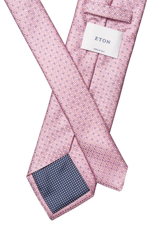 Eton Micro Geometric Silk Tie In Pink