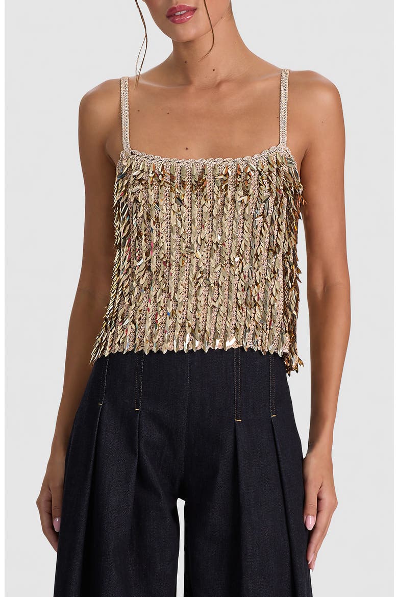 Nicolette Sequin Camisole, Main, color, SAND/ GOLD