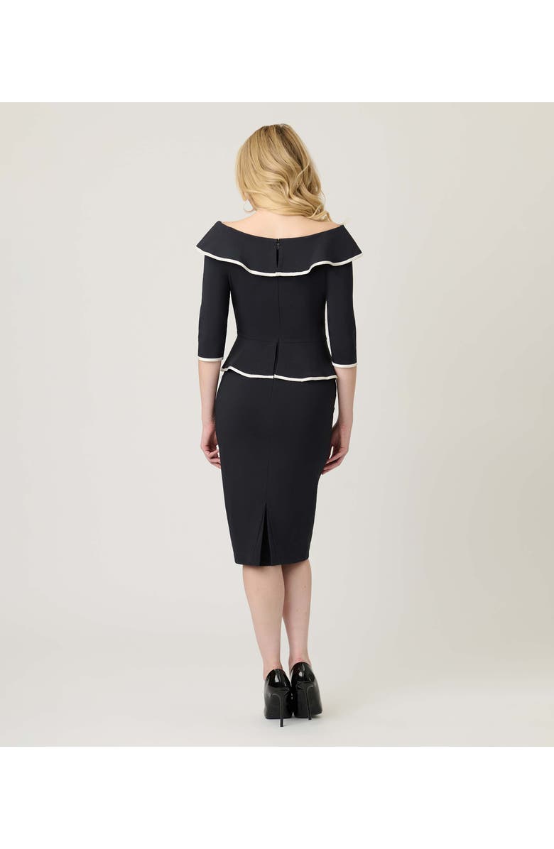 Unique Vintage Peplum Suit Pencil Dress, Alternate, color, Black & White