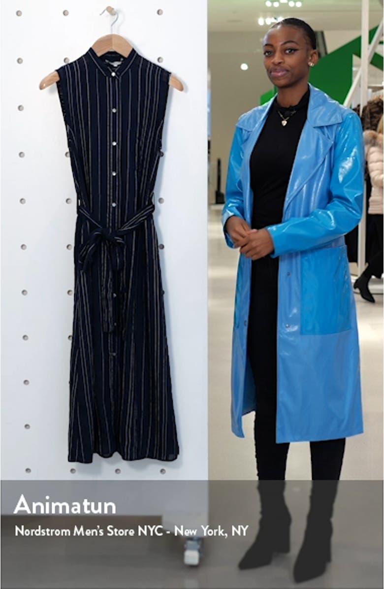 Stripe Drapey Sleeveless Shirtdress, sales video thumbnail