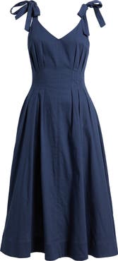 Mila Mae Tie Strap Stretch Cotton Midi Dress