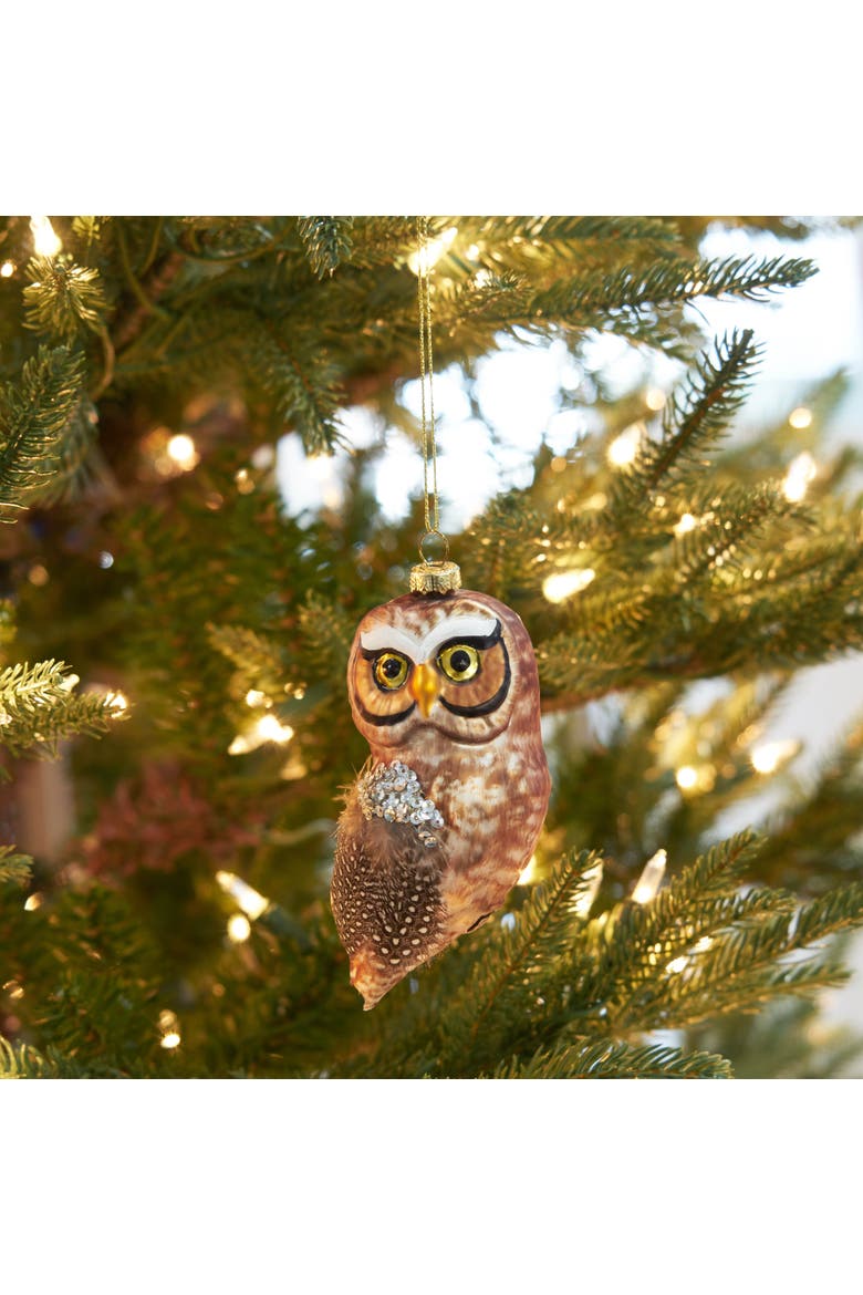 Blown Glass Owl Ornament, Alternate, color, Gray