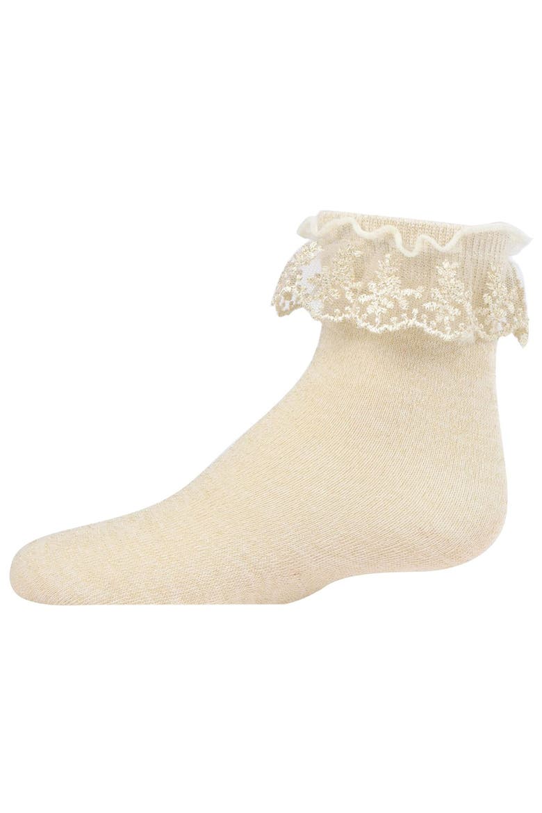 Step and Shimmer Ruffle Anklet Socks, Main, color, Winter White