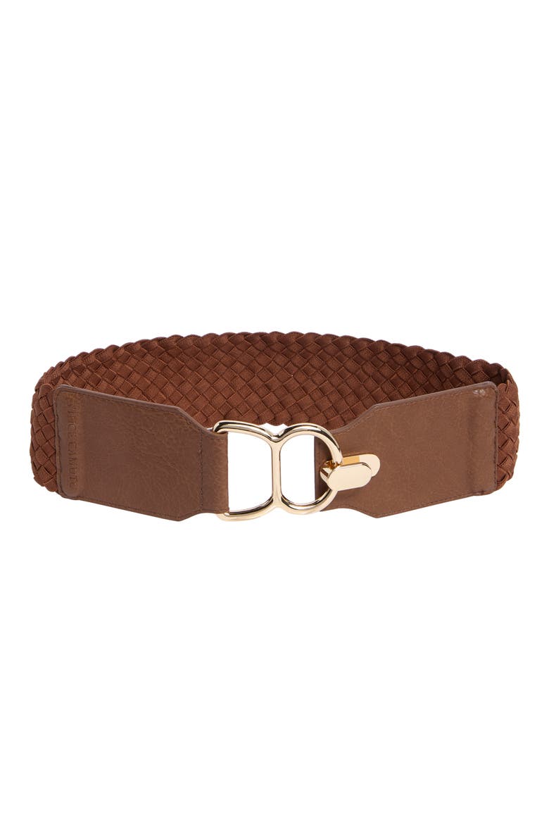 Braided Stretch Waist Belt, Main, color, BROWN