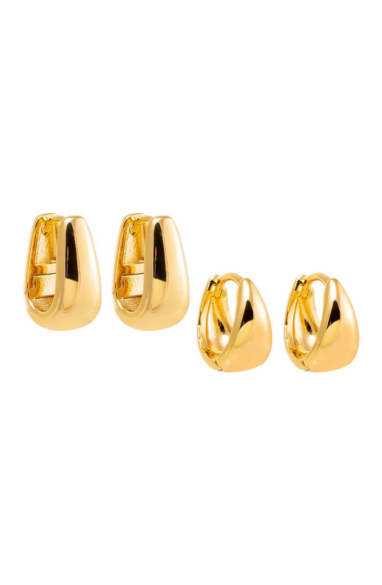 BY ADINA EDEN The Solid Graduated Huggie Earring Combo Set, Main, color, Gold