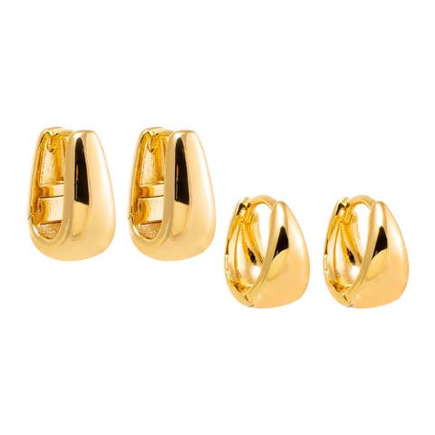 The Solid Graduated Huggie Earring Combo Set