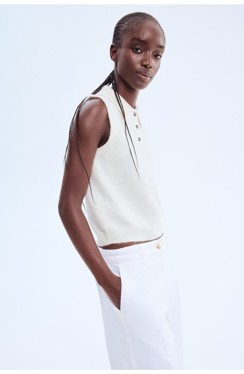 H&M Collared Sweater Vest, Alternate, color, Cream