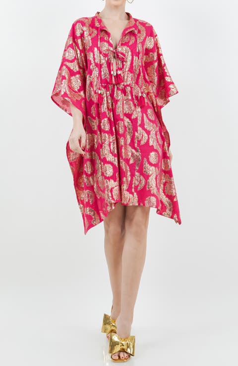 Palm Springs Metallic Jacquard Caftan Dress