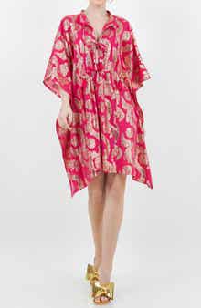 MEGHAN LA Palm Springs Metallic Jacquard Caftan Dress