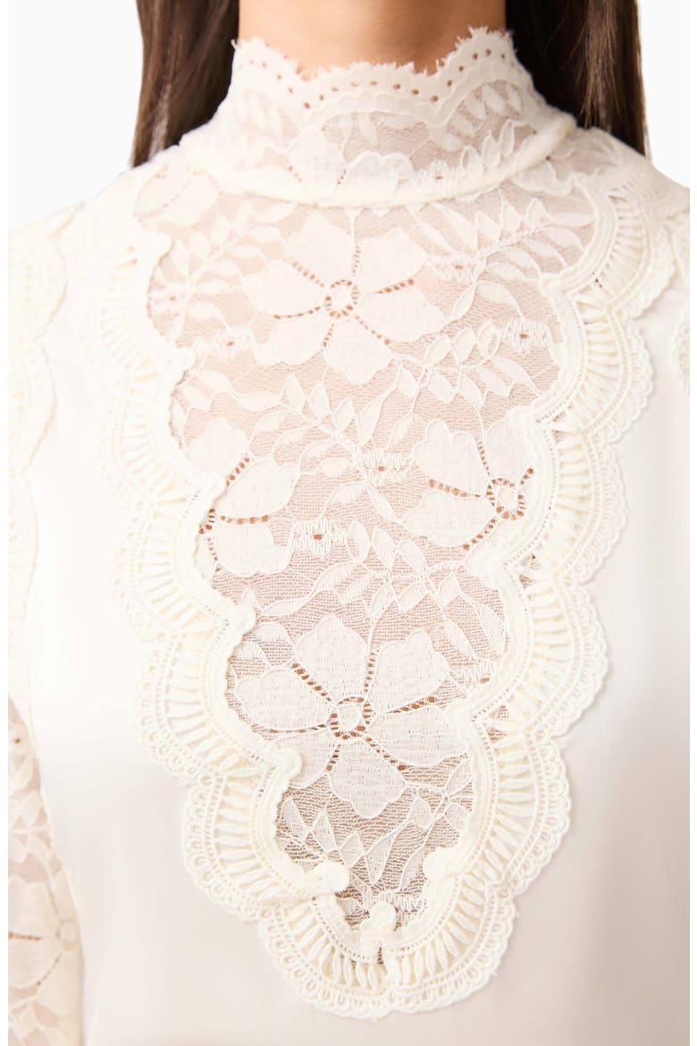 Margot Lace Inset Long Sleeve Gown, Alternate, color, IVORY