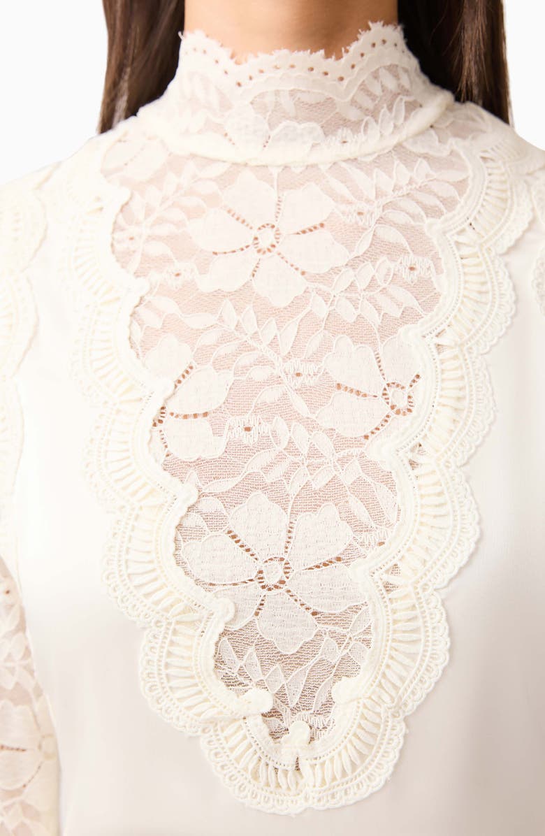 Elliatt Margot Lace Inset Long Sleeve Gown, Alternate, color, Ivory