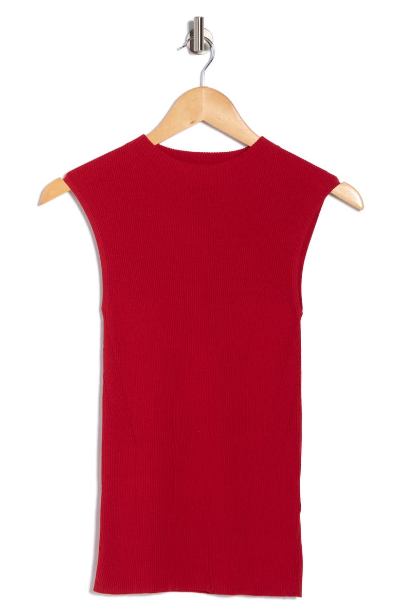 BOSS Feskies Mock Neck Sleeveless Rib Sweater, Main, color, Bright Red