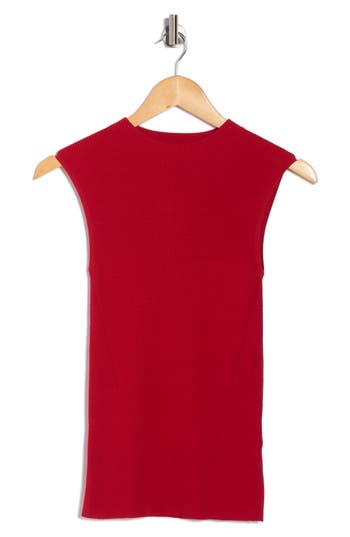 Hugo Boss Boss Feskies Mock Neck Sleeveless Rib Sweater In Red