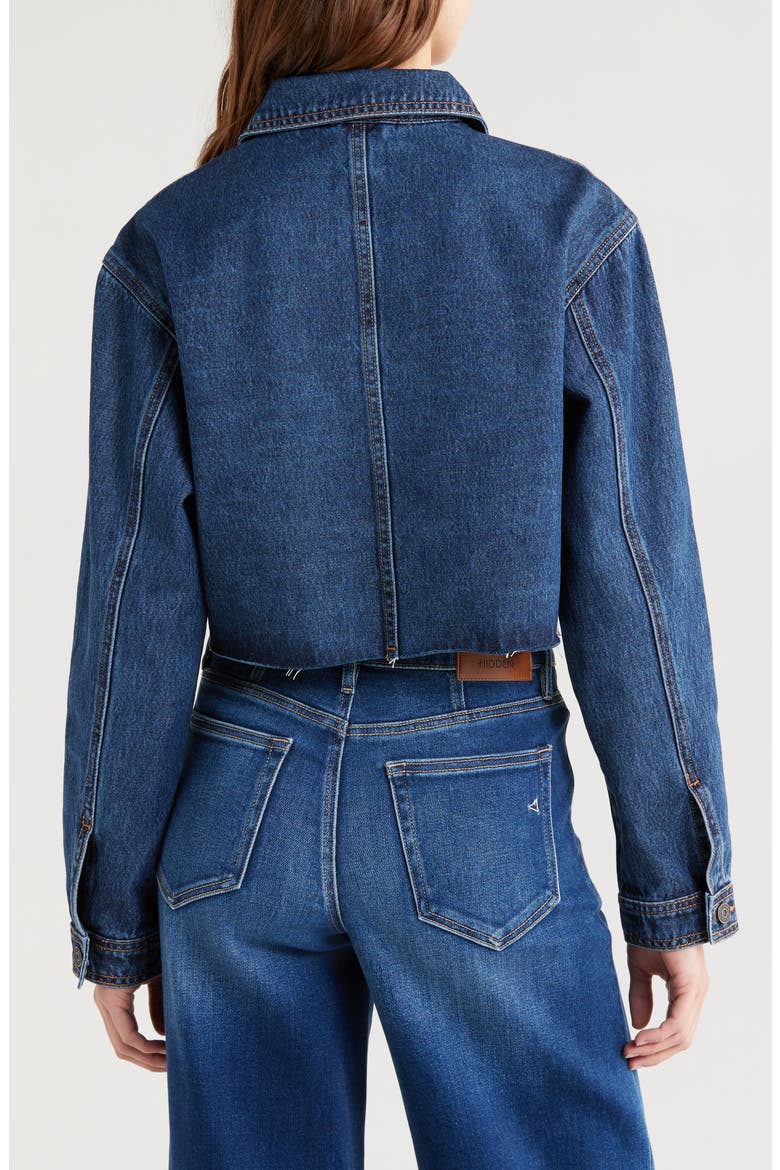 Classic Crop Denim Jacket, Alternate, color, DARK WASH