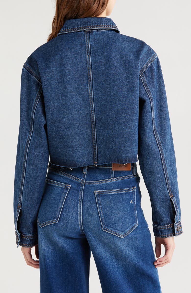 HIDDEN JEANS Classic Crop Denim Jacket, Alternate, color, Dark Wash
