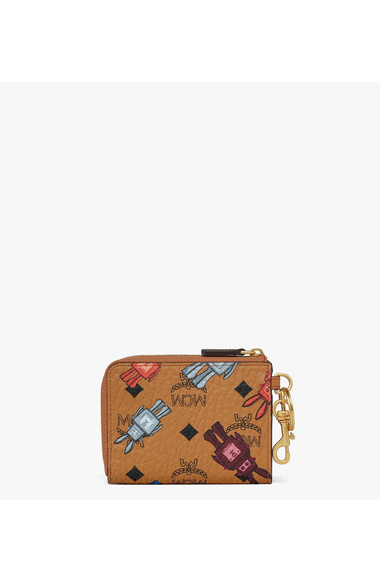 MCM Aren Card Pouch in Rabot Visetos, Alternate, color, Cognac