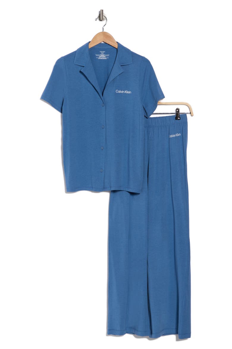 Notch Collar Knit Pajamas, Alternate, color, MOONLIGHT BLUE