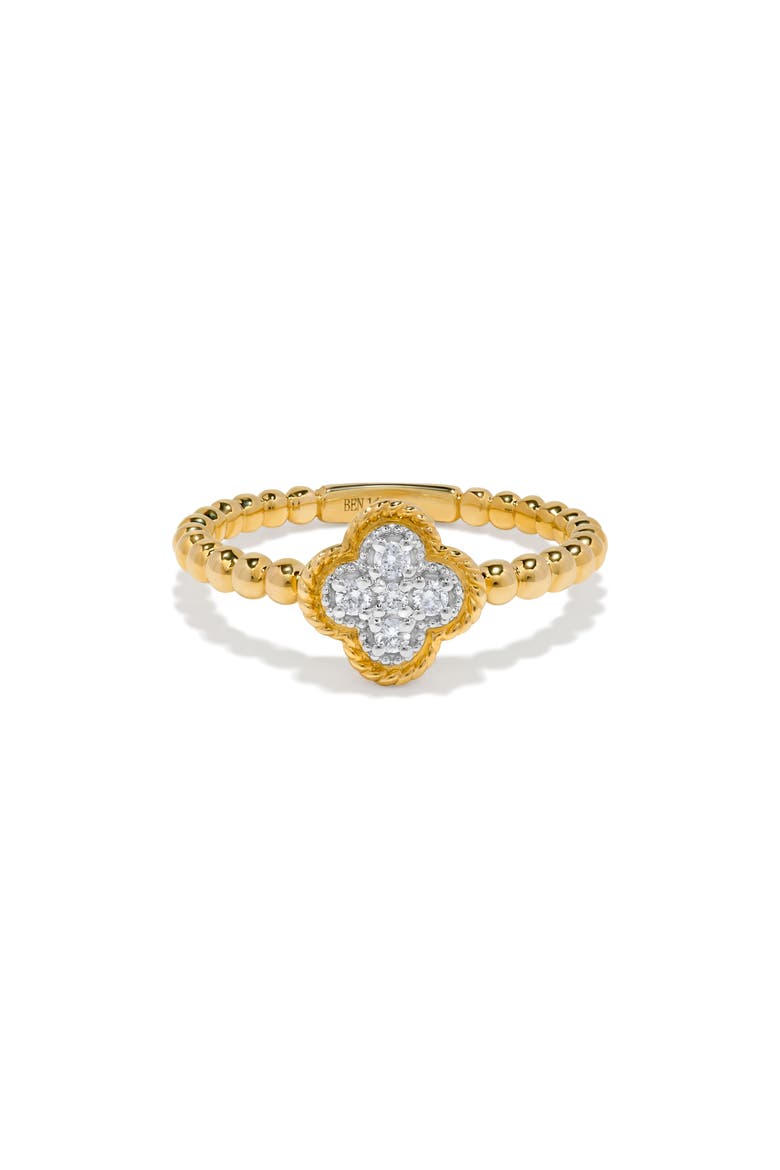 14K Gold Pavé Diamond Clover Ring, Main, color, YELLOW GOLD