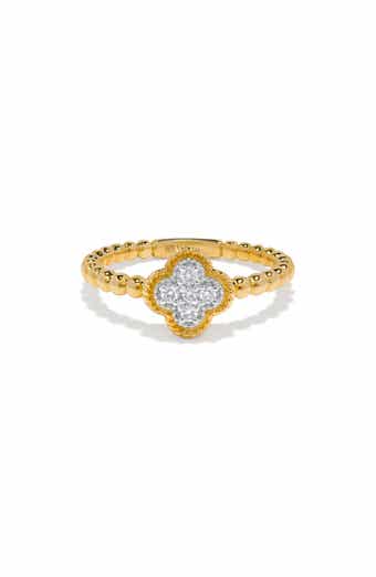 H.J. Namdar 14K Gold Pavé Diamond Clover Ring