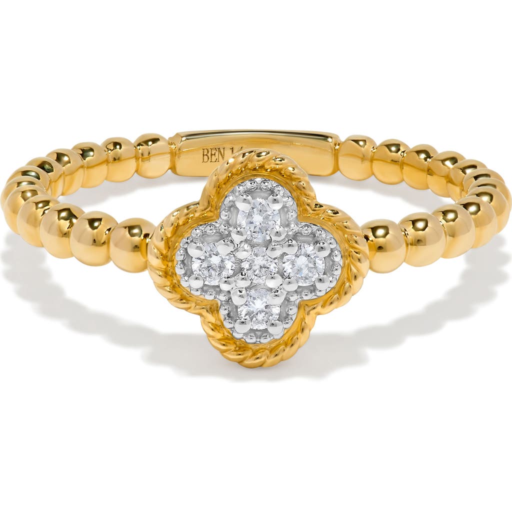 H.j. Namdar 14k Gold Pavé Diamond Clover Ring In Gold