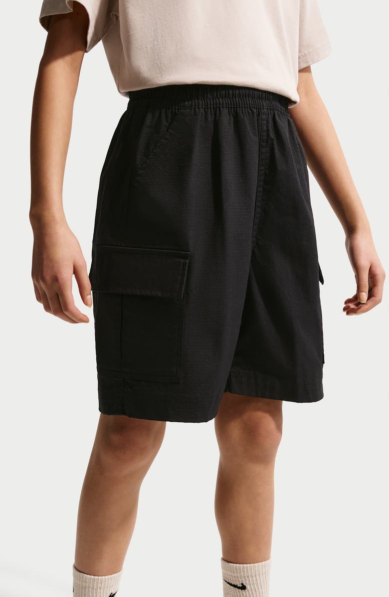 Nike Kids' Sportswear Club Woven Cargo Shorts, Alternate, color, Black/ White