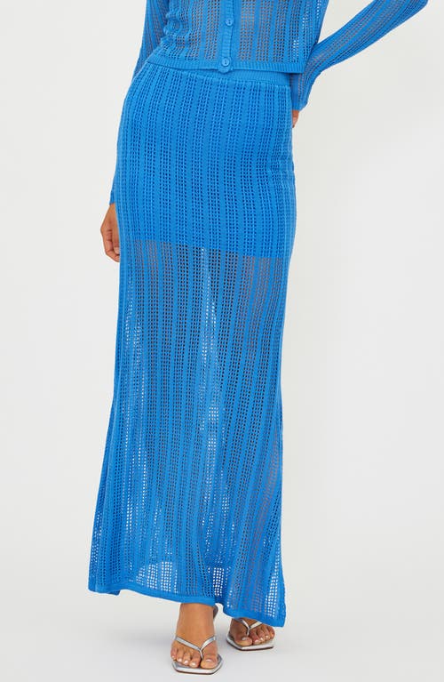 Beach Riot Ivana Open Knit Cover-up Pencil Skirt In Blue