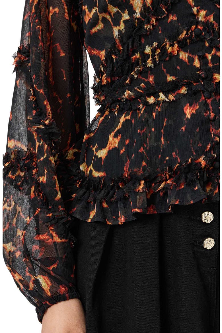 Silvie Print Ruffle Top, Alternate, color, PARDUS FLAME BROWN